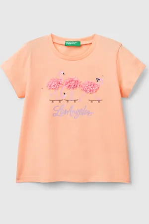 Benetton T-shirt With Petal Effect Applique, size 82, , Kids