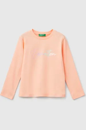 Benetton Slim Fit T-shirt With Glittery Print, size 82, , Kids