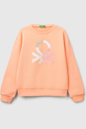 Benetton Sweatshirt With Glittery Print, size M, , Kids
