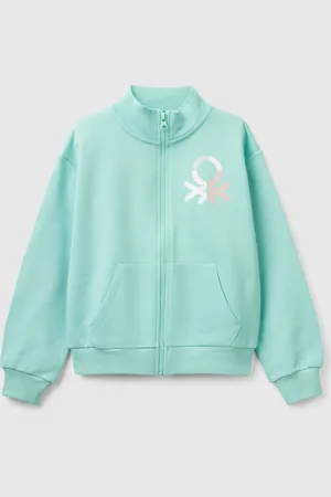 Benetton High Neck Sweatshirt With Zipper, size 2XL, , Kids