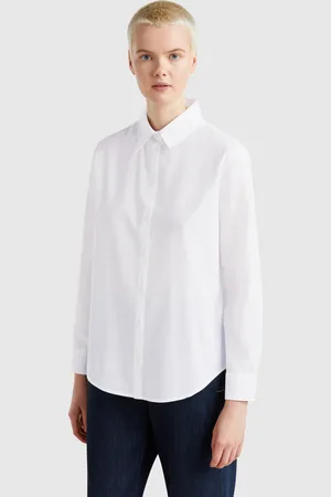 Benetton Regular Fit Shirt In Light Cotton, size L, , Women