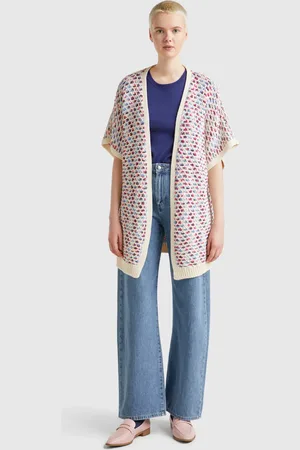 Benetton Reversible Jacquard Cardigan, size L, , Women