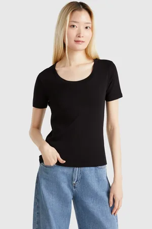 Benetton Short Sleeve T-shirt In Long Fiber Cotton, size L, , Women