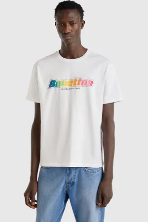 Benetton Cotton T-shirt With Multicolor Logo, size XXL, , Men