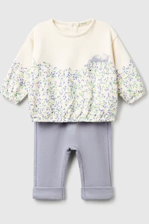 Benetton Sweatshirt And Sweatpants Set In Cotton Blend, size 56, , Kids