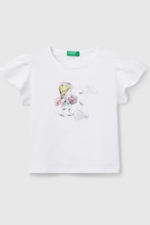 Benetton T-shirt With Print And Embroidery, size 82, , Kids