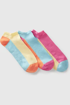 Benetton Three Pairs Of Color Block Socks, size 36-38, , Women