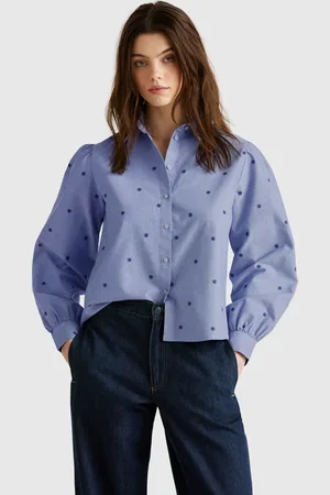 Benetton Shirt With Flower Embroidery, size XL, , Women