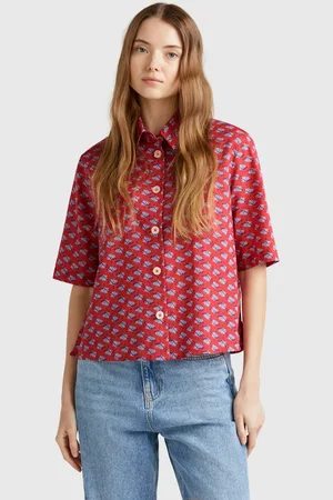 Benetton Patterned Shirt In Lightweight Cotton, size L, , Women