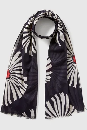 Benetton Pattern Scarf In Linen Blend, size OS, , Women