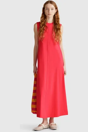 Benetton Sleeveless Dress In Pure Cotton, size L, , Women