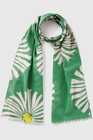 Benetton Pattern Scarf In Linen Blend, size OS, , Women