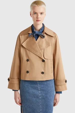 Benetton Cropped Double-breasted Trench Coat, size , , Women