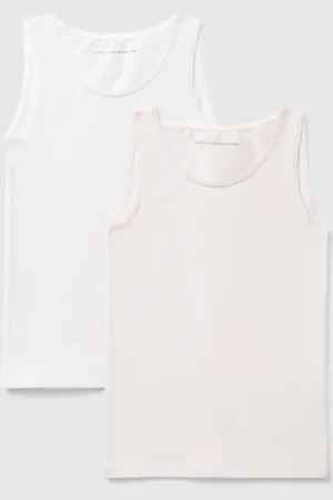 Benetton Two Tank Tops In Stretch Cotton, size 90, , Kids