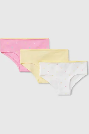 Benetton Set Of Three Underwear In Stretch Cotton, size 90, , Kids