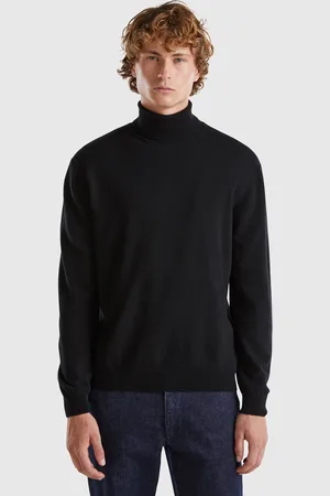 Benetton Turtleneck In Pure Merino Wool, size XXL, , Men