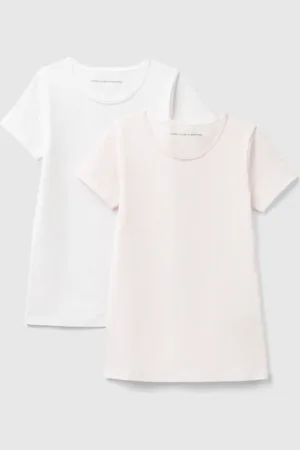 Benetton Two T-shirts In Stretch Cotton, size 90, , Kids