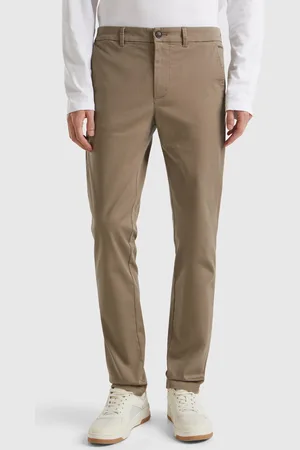 Benetton Slim Fit Chinos In Stretch Cotton, size 42, , Men