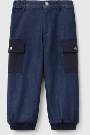 Benetton Cargo Denim Joggers, size 82, , Kids