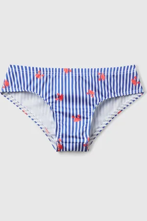 Benetton Striped Swim Bottoms With Crab Print, size 74, , Kids