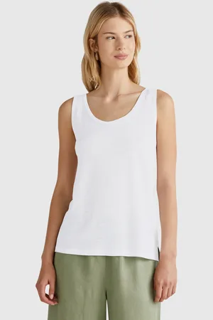 Benetton Tank Top In Pure Linen, size L, , Women