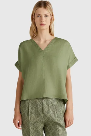 Benetton Blouse In Pure Linen, size L, , Women