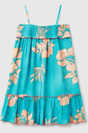 Benetton Flowy Dress With Flower Print, size 2XL, , Kids