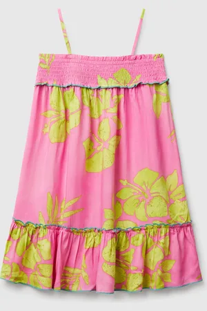 Benetton Flowy Dress With Flower Print, size 2XL, , Kids
