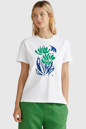 Benetton Regular Fit T-shirt With Floral Print, size L, , Women