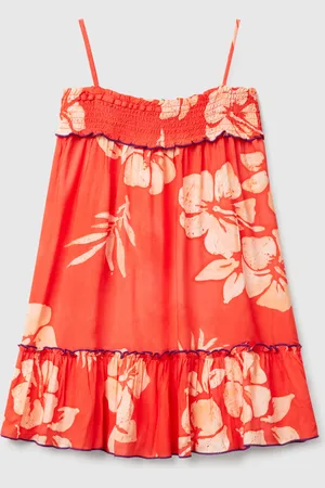 Benetton Flowy Dress With Flower Print, size 2XL, , Kids