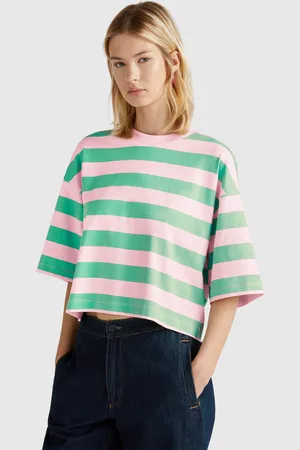 Benetton And Pink Striped T-shirt, size L, , Women