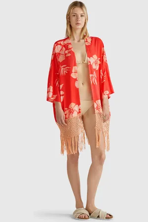 Benetton Kimono Sweater With Floral Print, size M-L, , Women