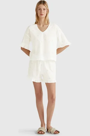 Benetton Pyjamas With Embroidered Flowers, size L, , Women