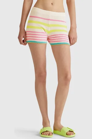 Benetton Striped Knit Shorts, size L, , Women