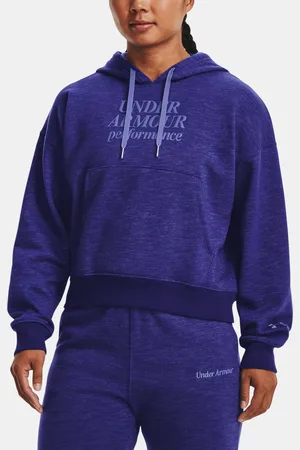 Under Armour Mikina Essential Script Hoodie-BLU - Dámské