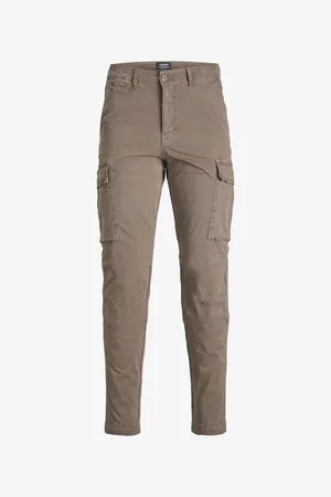 JACK & JONES Hnědé klučičí kalhoty s kapsami Stace Tucker - Kluci