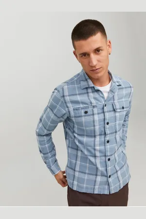 JACK & JONES Modrá kostkovaná košile Ben - Pánské