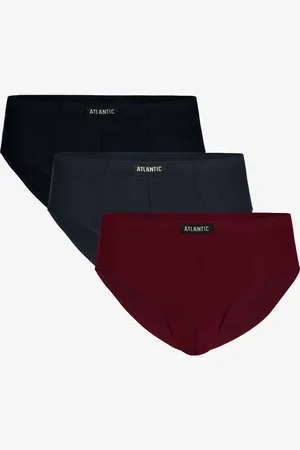 ATLANTIC Klasické pánské slipy 3Pack - černé/šedé/vínové
