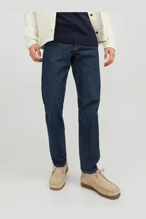 JACK & JONES Tmavě modré pánské straight fit džíny Chris - Pánské