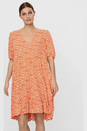 VERO MODA Oranžové vzorované volné šaty VERO MODA Hanna - Dámské