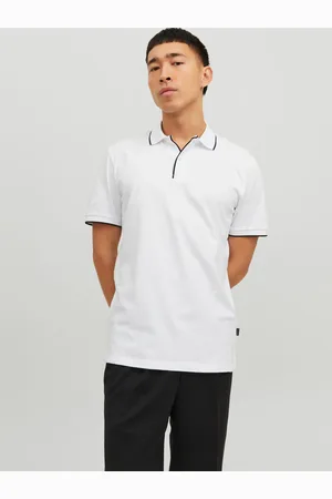 JACK & JONES Bílé pánské polo tričko La Porter - Pánské