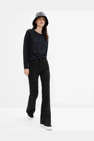 GAP Džíny high rise flare black - Dámské