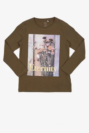 NAME IT Khaki holčičí tričko s potiskem Ozem - unisex