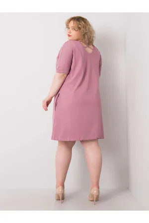 BASIC FEEL GOOD Tmavě růžové volné šaty větší velikosti