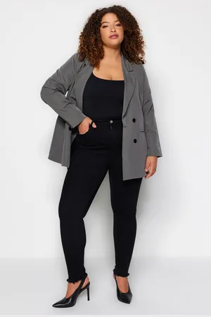 Trendyol Curve Black Cuff Detailní elastické skinny džíny