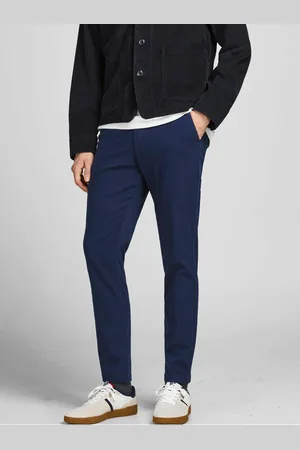JACK & JONES Tmavě modré slim fit kalhoty Stollie - Pánské
