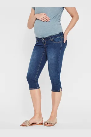 Mama;licious Modré těhotenské 3/4 slim fit džíny Lola - Dámské