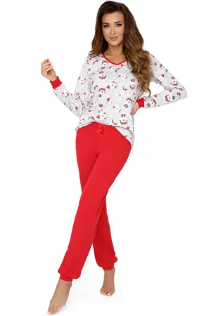 DONNA Teddy Pyžamo Ecru-Red