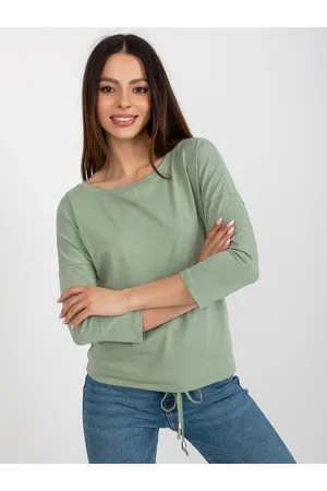 BASIC FEEL GOOD Pistáciová halenka s 3/4 rukávy ZÁKLADNÍ POCIT