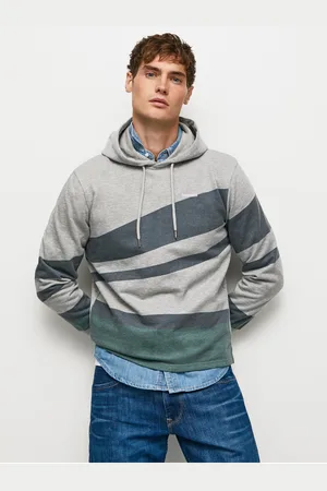 Pepe Jeans Světle pánská žíhaná pruhovaná mikina s kapucí Phe - Pánské